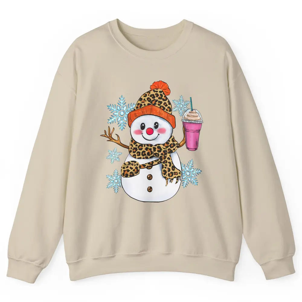 Retro Leopard Christmas Bougie Snowman Boojee Winter Holiday Unisex Crewneck Sweatshirt