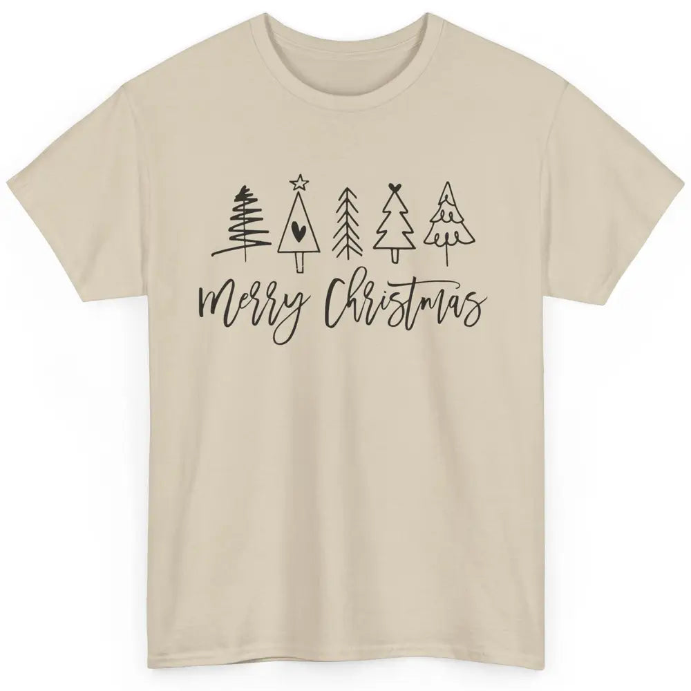 Merry Christmas Tree Heart Doodle Drawing Christmas Costume Classic Unisex T-Shirt