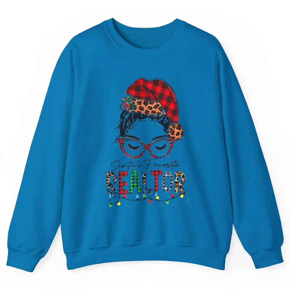 Merry Christmas Xmas Santa Messy Hair Realtor Real Estate Unisex Crewneck Sweatshirt