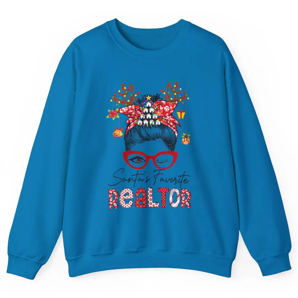 Merry Christmas Xmas Santa Messy Hair Realtor Real Estate Unisex Crewneck Sweatshirt