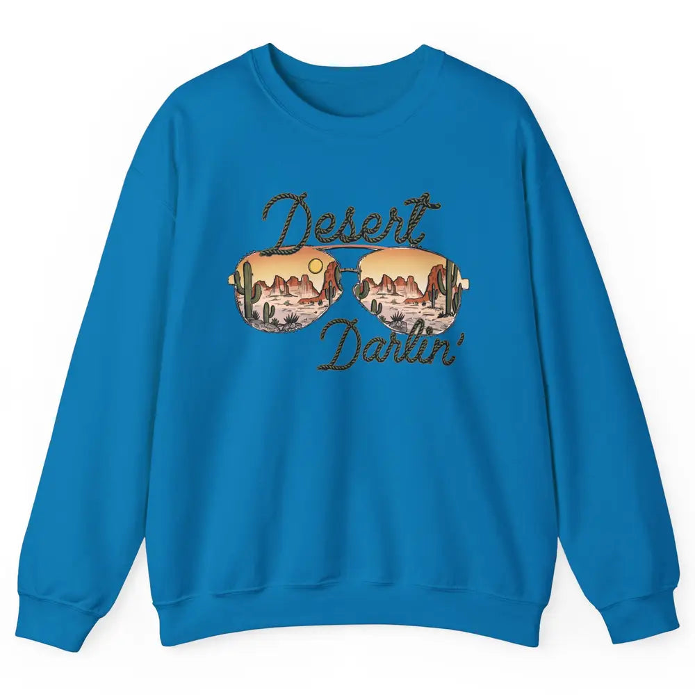 Retro Desert Darling Cactus Glasses Western Country Cowboy Unisex Crewneck Sweatshirt