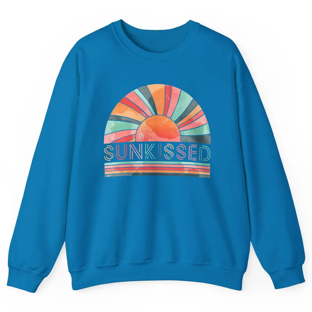 Retro Rainbow Sunkissed Summer Beach Life Vintage Boho Unisex Crewneck Sweatshirt