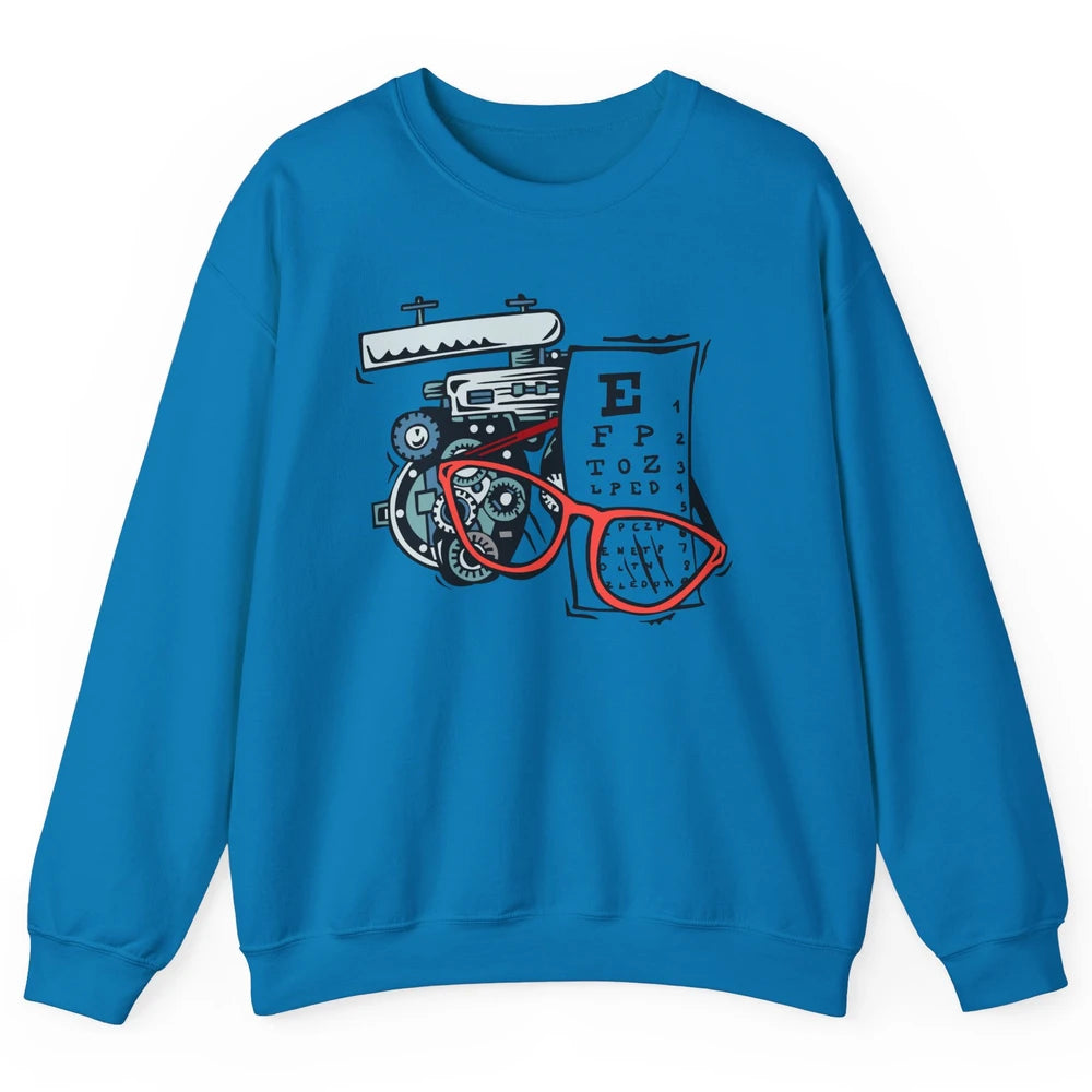 Optometry Tools Phoropter Eyeglasses Ophthalmology Optician Unisex Crewneck Sweatshirt