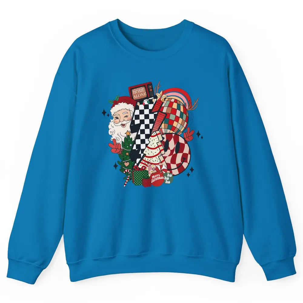Retro Santa Christmas Tree Cake Lightning Bolt Western Unisex Crewneck Sweatshirt
