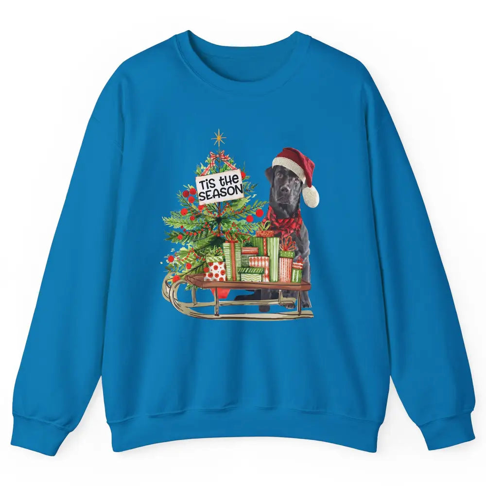 Black Labrador Christmas Tree Tis The Season Black Lab Mom Unisex Crewneck Sweatshirt