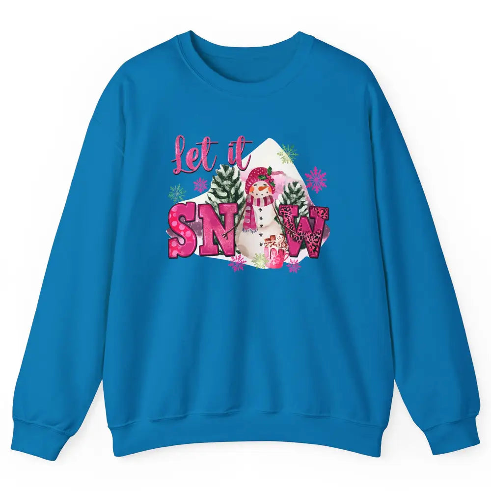 Retro Pink Christmas Snowman Let It Snow Winter Cozy Season Unisex Crewneck Sweatshirt