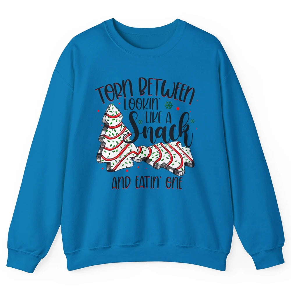 Christmas Tree Cake Torn Between Look Like a Snack Eat One Unisex Crewneck Sweatshirt