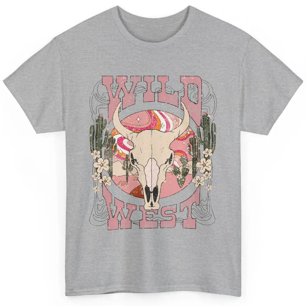 Retro Rainbow Desert Bull Skull Wild West Western Country Classic Unisex T-Shirt
