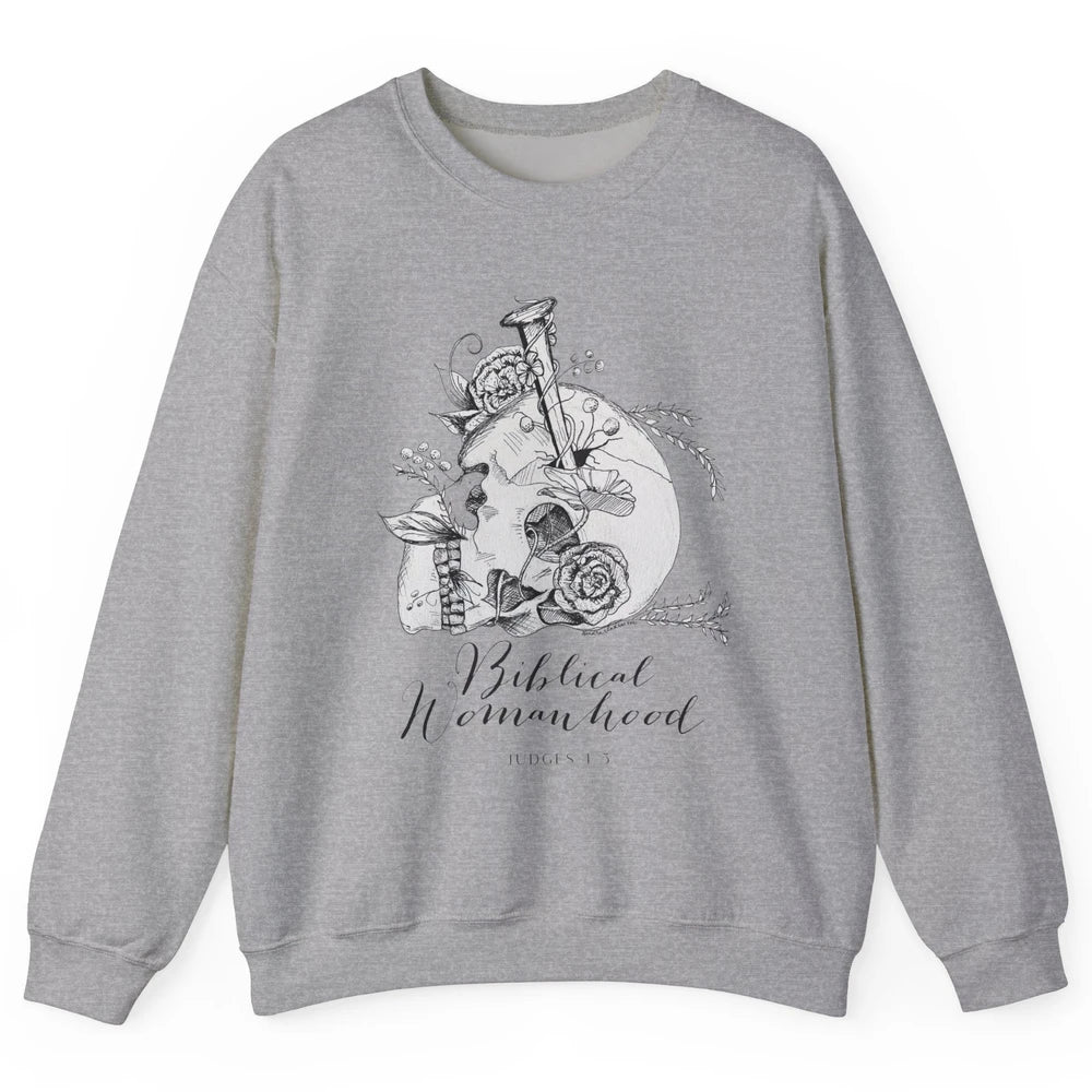 Biblical Womanhood Skull Floral Bible God Women Feminism Unisex Crewneck Sweatshirt