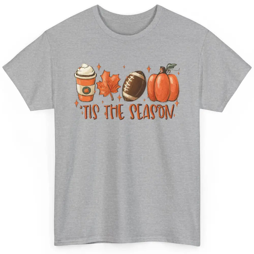 Pumpkin Spice Football Tis The Season Fall Thanksgiving Gift Classic Unisex T-Shirt