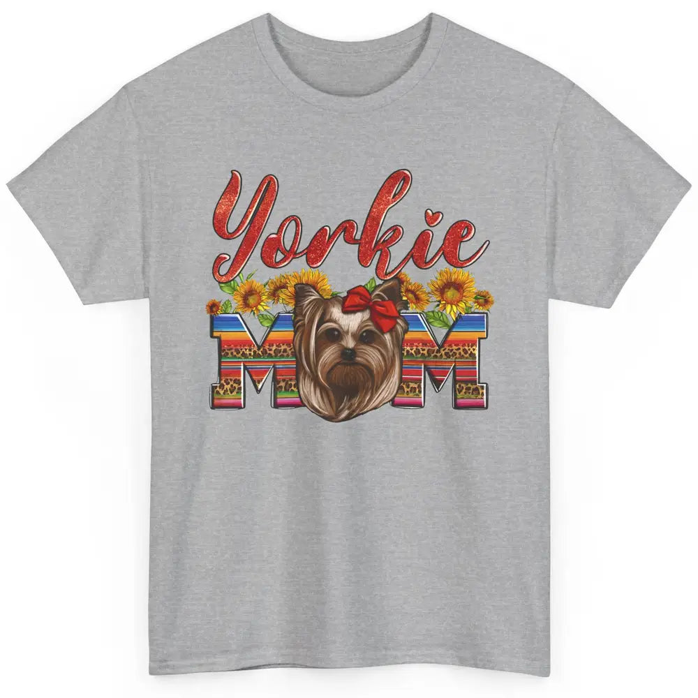Yorkie Mom Sunflowers Leopard Yorkshire Terrier Dog Mom Gift Classic Unisex T-Shirt