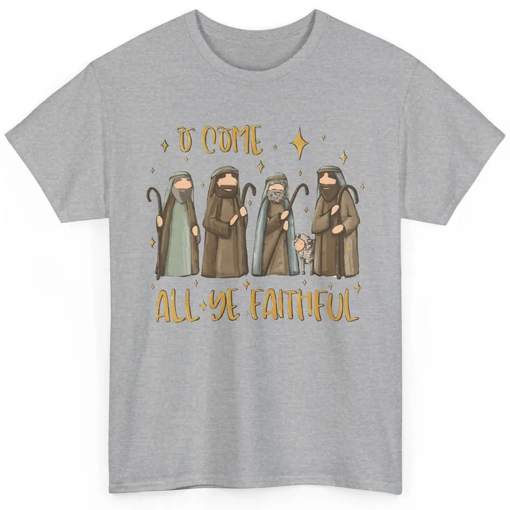 Retro Christmas O Come All Ye Faithful Christian Jesus Faith Classic Unisex T-Shirt