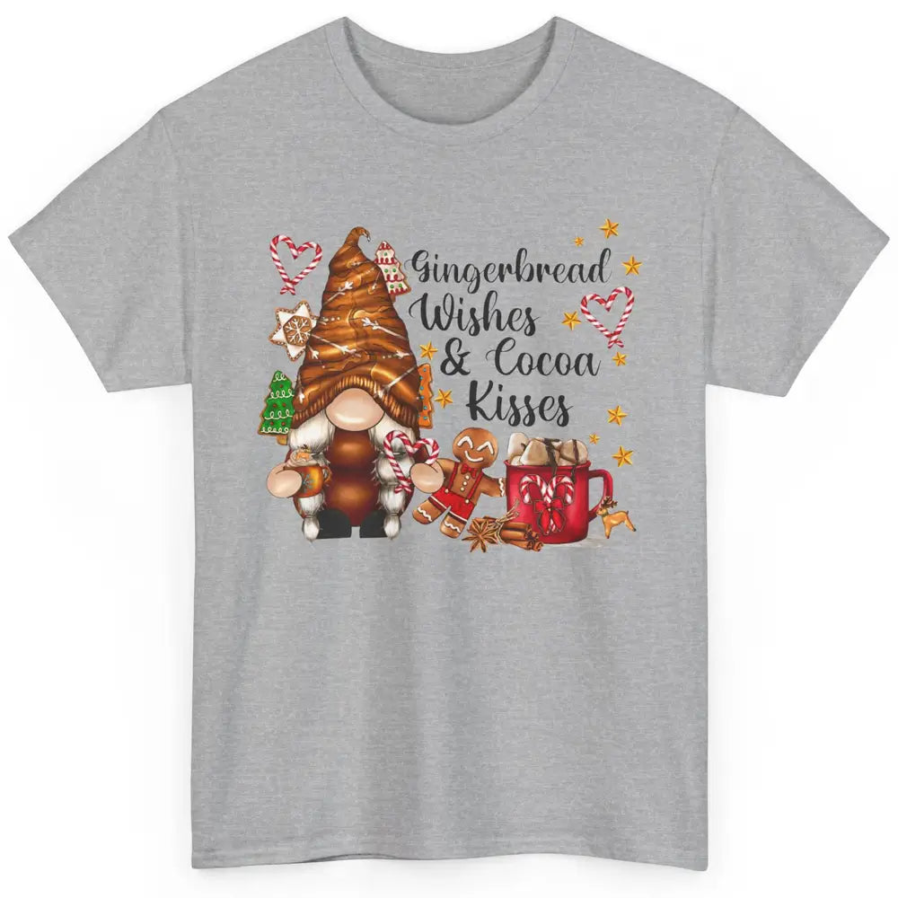 Retro Christmas Gnome Gingerbread Wishes and Cocoa Kisses Classic Unisex T-Shirt
