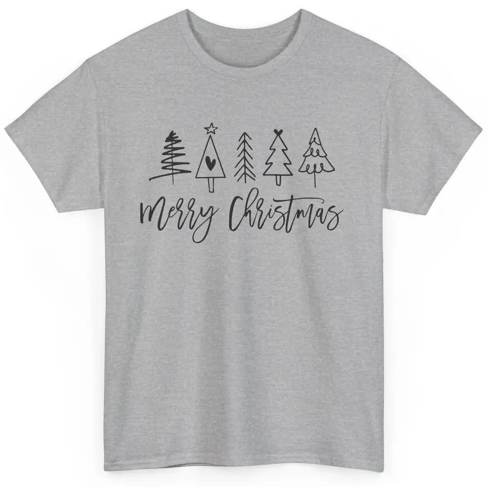 Merry Christmas Tree Heart Doodle Drawing Christmas Costume Classic Unisex T-Shirt