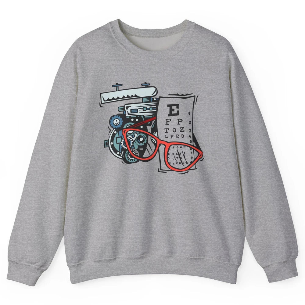 Optometry Tools Phoropter Eyeglasses Ophthalmology Optician Unisex Crewneck Sweatshirt