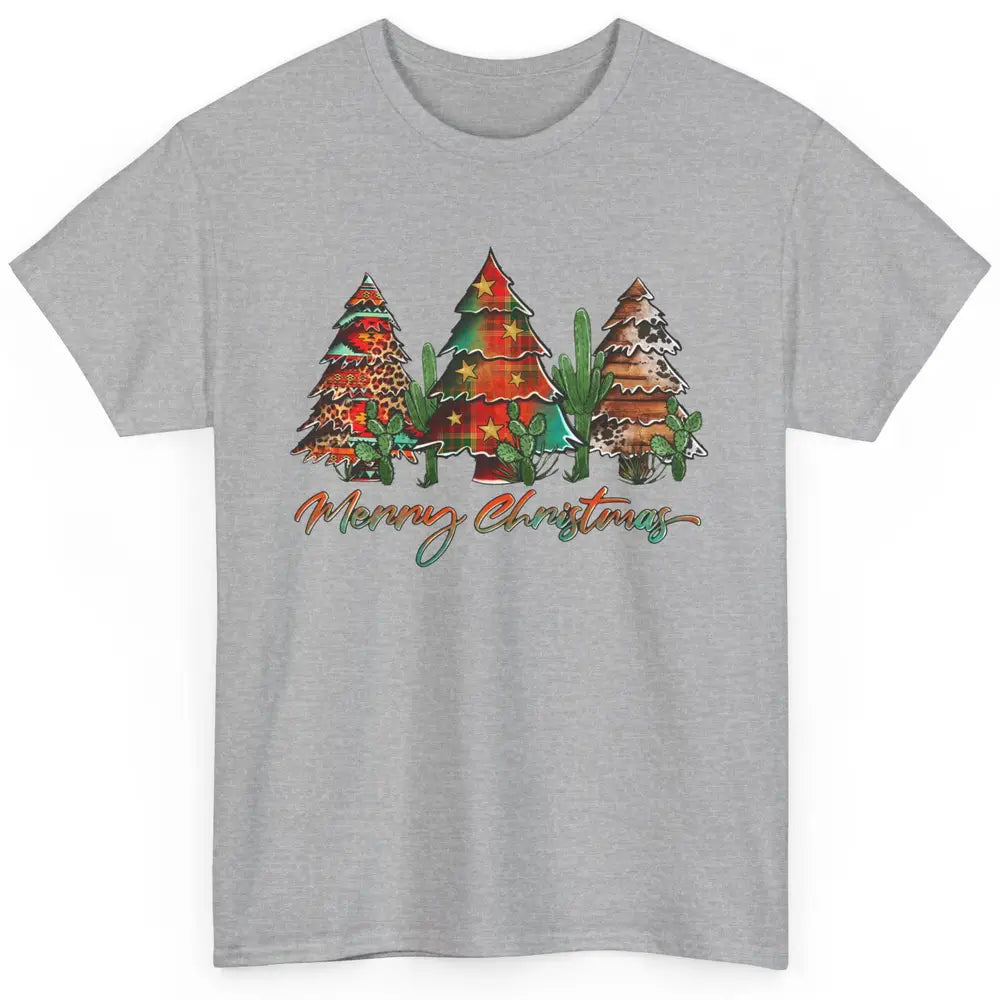 Merry Christmas Tree Western Christmas Desert Cactus Leopard Classic Unisex T-Shirt
