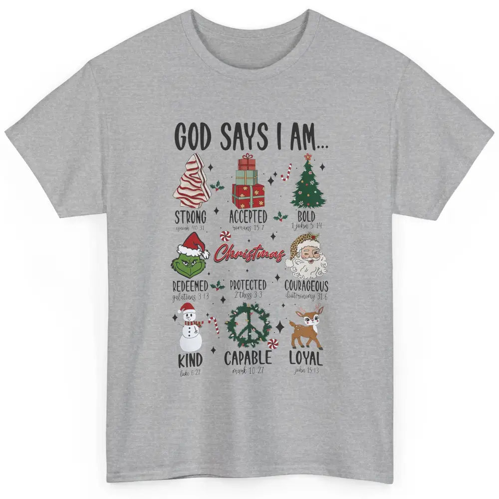 Retro Christmas God Says I Am Bible Verse Religious Boy Girl Classic Unisex T-Shirt