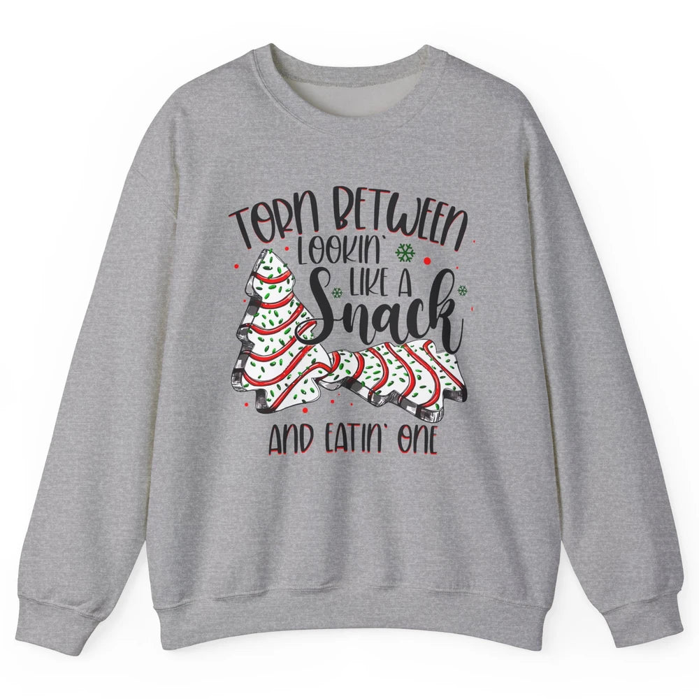 Christmas Tree Cake Torn Between Look Like a Snack Eat One Unisex Crewneck Sweatshirt