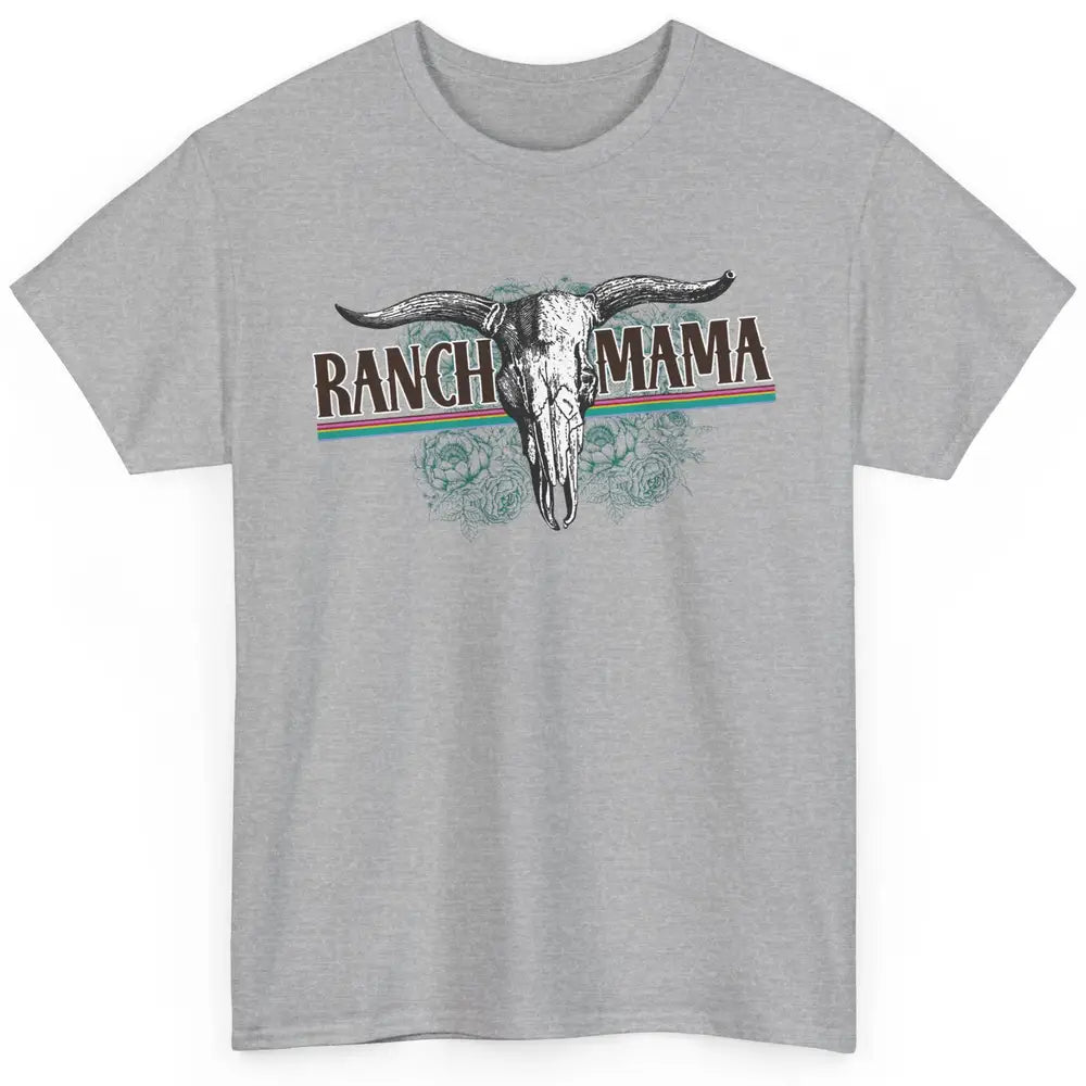 Retro Ranch Mama Highland Cow Skull Western Country Cowboy Classic Unisex T-Shirt