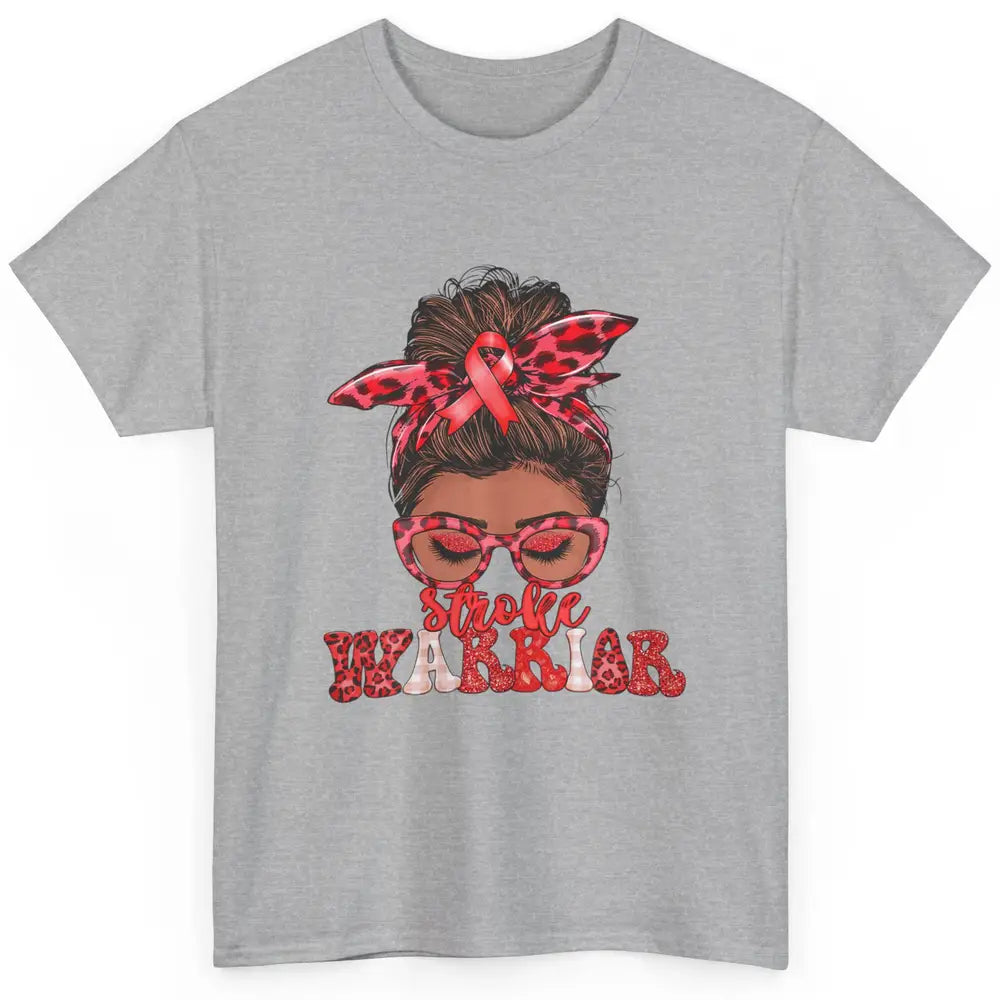 Afro Messy Hair Bun Black Women Warrior Red Stroke Awareness Classic Unisex T-Shirt