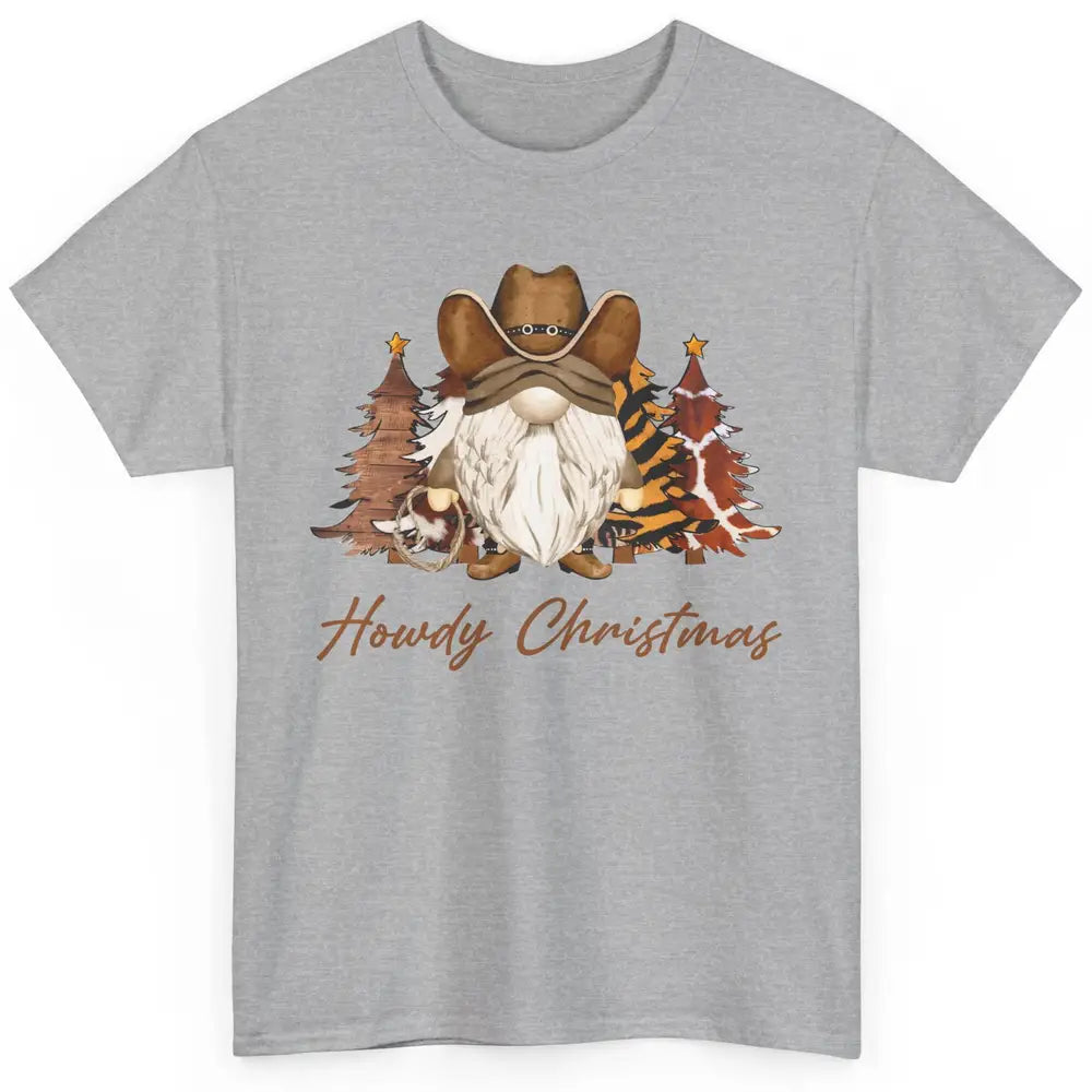 Retro Leopard Cowboy Gnome Howdy Christmas Western Holiday Classic Unisex T-Shirt
