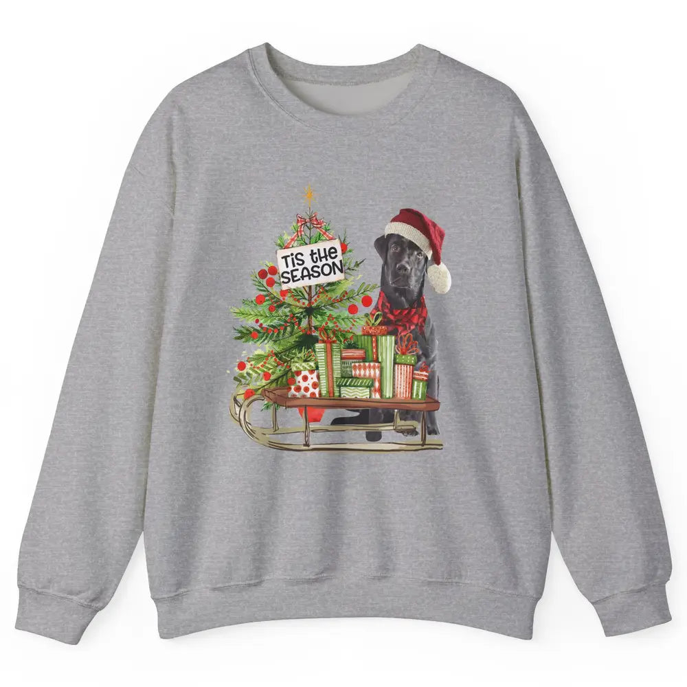 Black Labrador Christmas Tree Tis The Season Black Lab Mom Unisex Crewneck Sweatshirt