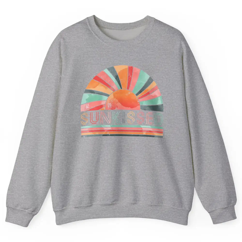 Retro Rainbow Sunkissed Summer Beach Life Vintage Boho Unisex Crewneck Sweatshirt