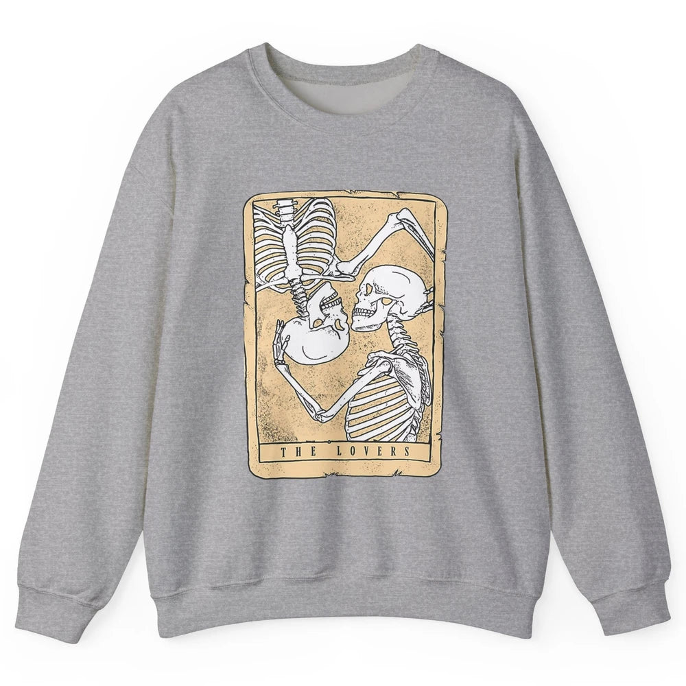 Tarot Card The Lovers Skeleton Couple Funny Skull Vintage Astrology Gothic Happy Valentine's Day Unisex Crewneck Sweatshirt