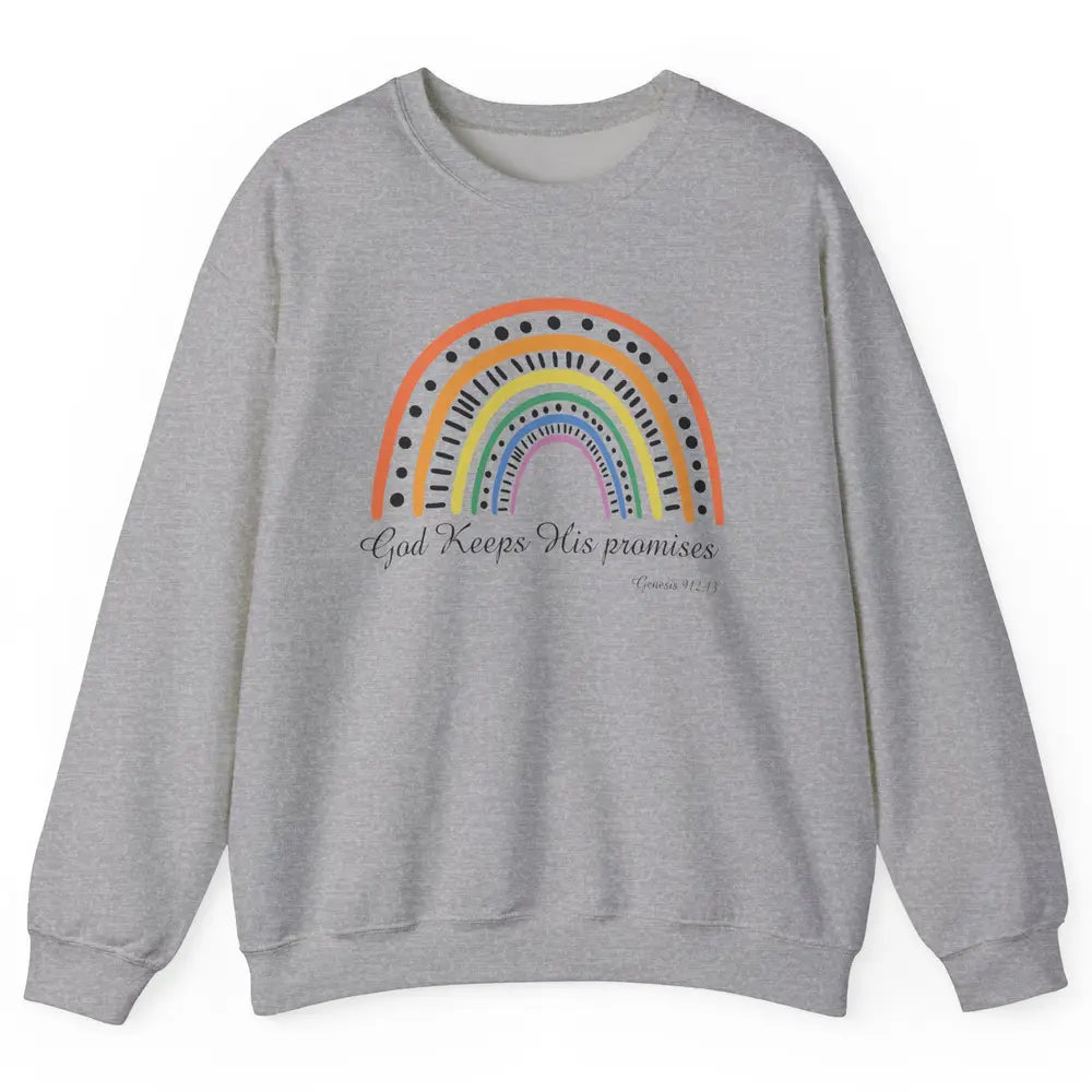 Retro Rainbow God Keeps His Promises Christian Religious Unisex Crewneck Sweatshirt
