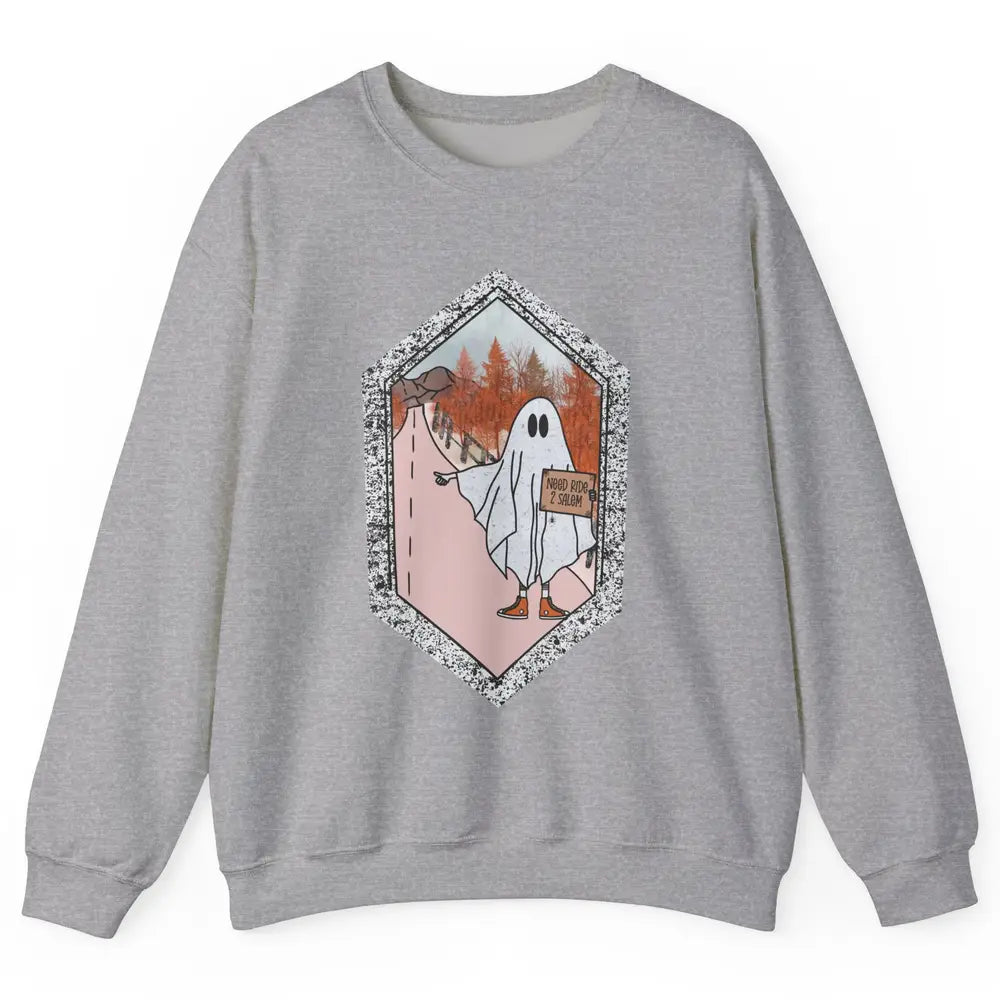 Funny Ghost Need Ride To Salem Witch Halloween Costume Unisex Crewneck Sweatshirt