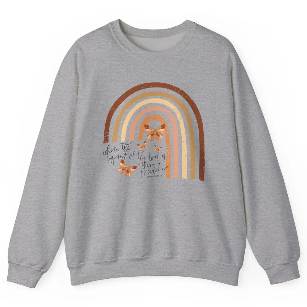 Retro Rainbow Christian Where Spirit Of The Lord Is Bible Unisex Crewneck Sweatshirt