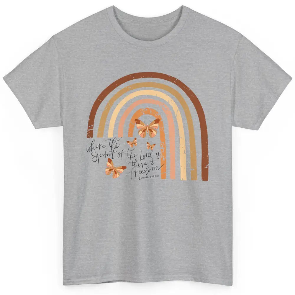 Retro Rainbow Christian Where Spirit Of The Lord Is Bible Classic Unisex T-Shirt