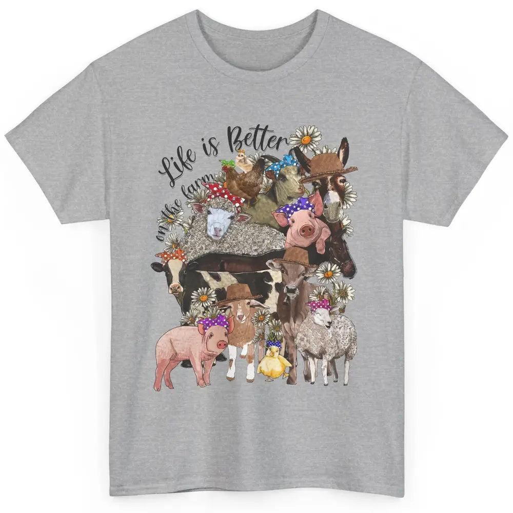 Western Animals Life Is Better On The Farm Pig Cow Donkey Classic Unisex T-Shirt
