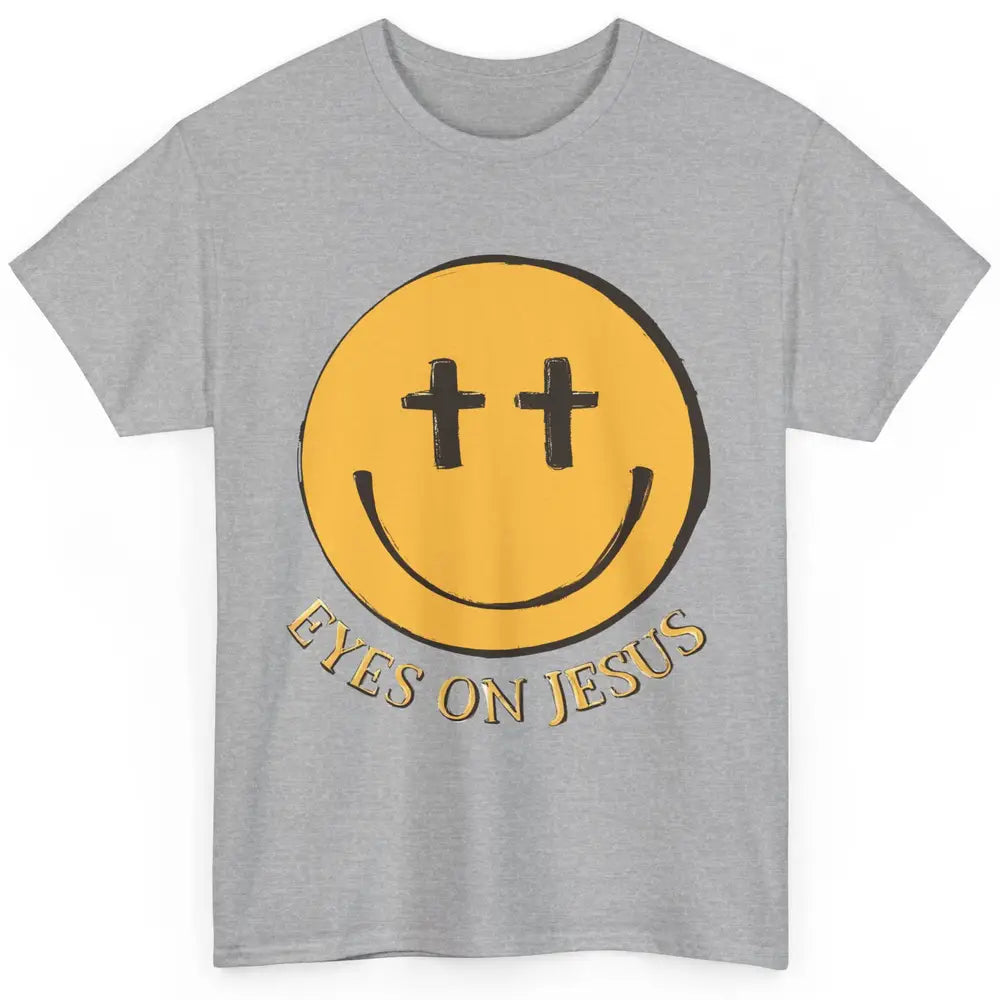 Retro Smiling Face Eyes On Jesus Christian Faith Religious Classic Unisex T-Shirt