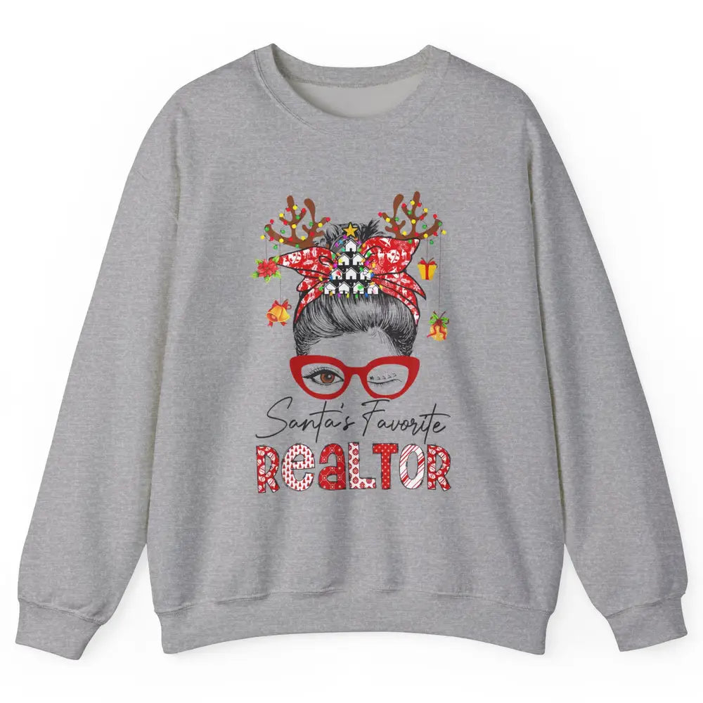 Merry Christmas Xmas Santa Messy Hair Realtor Real Estate Unisex Crewneck Sweatshirt