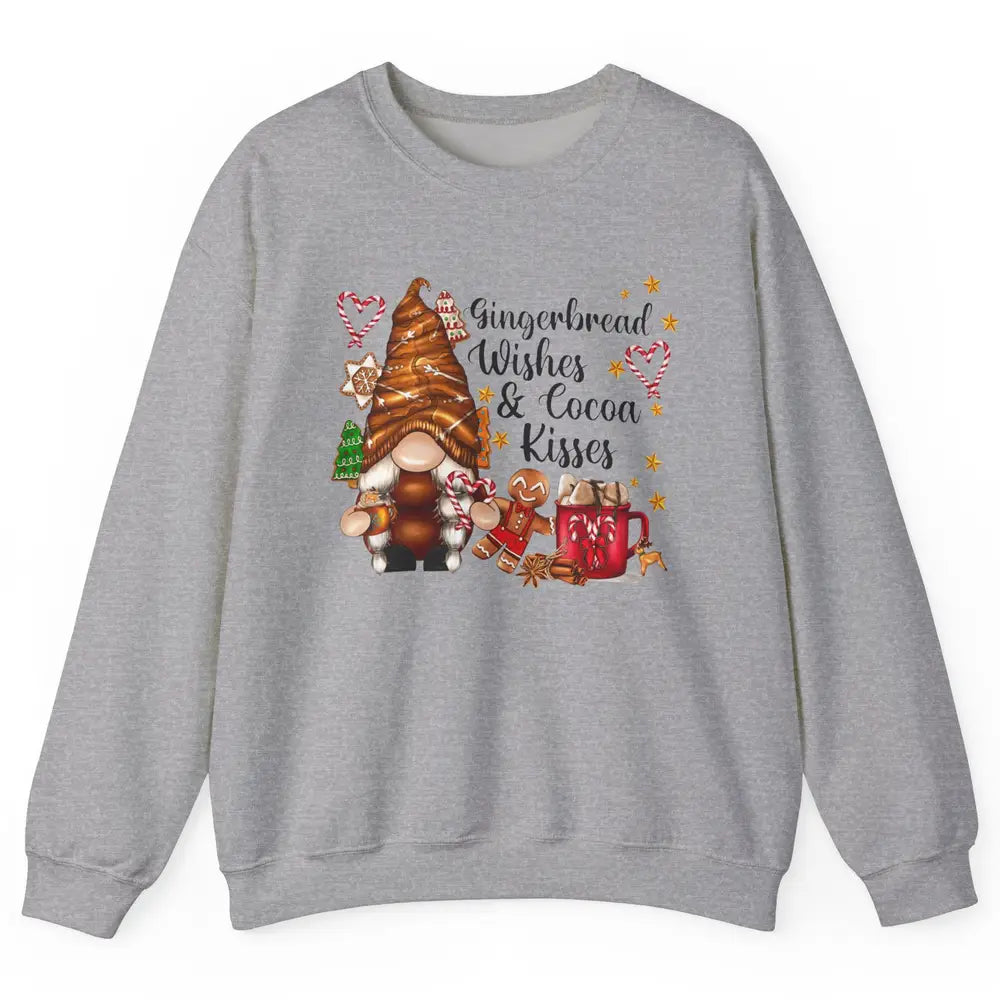 Retro Christmas Gnome Gingerbread Wishes and Cocoa Kisses Unisex Crewneck Sweatshirt