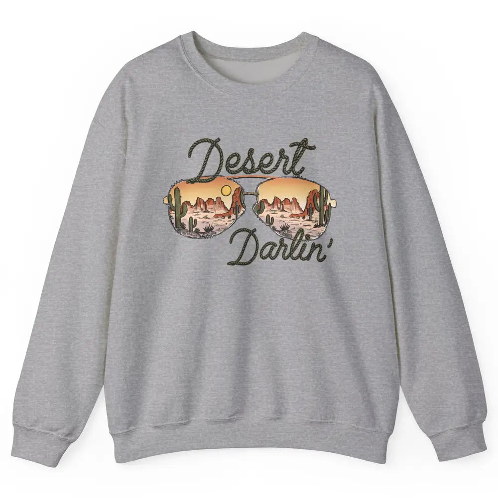 Retro Desert Darling Cactus Glasses Western Country Cowboy Unisex Crewneck Sweatshirt
