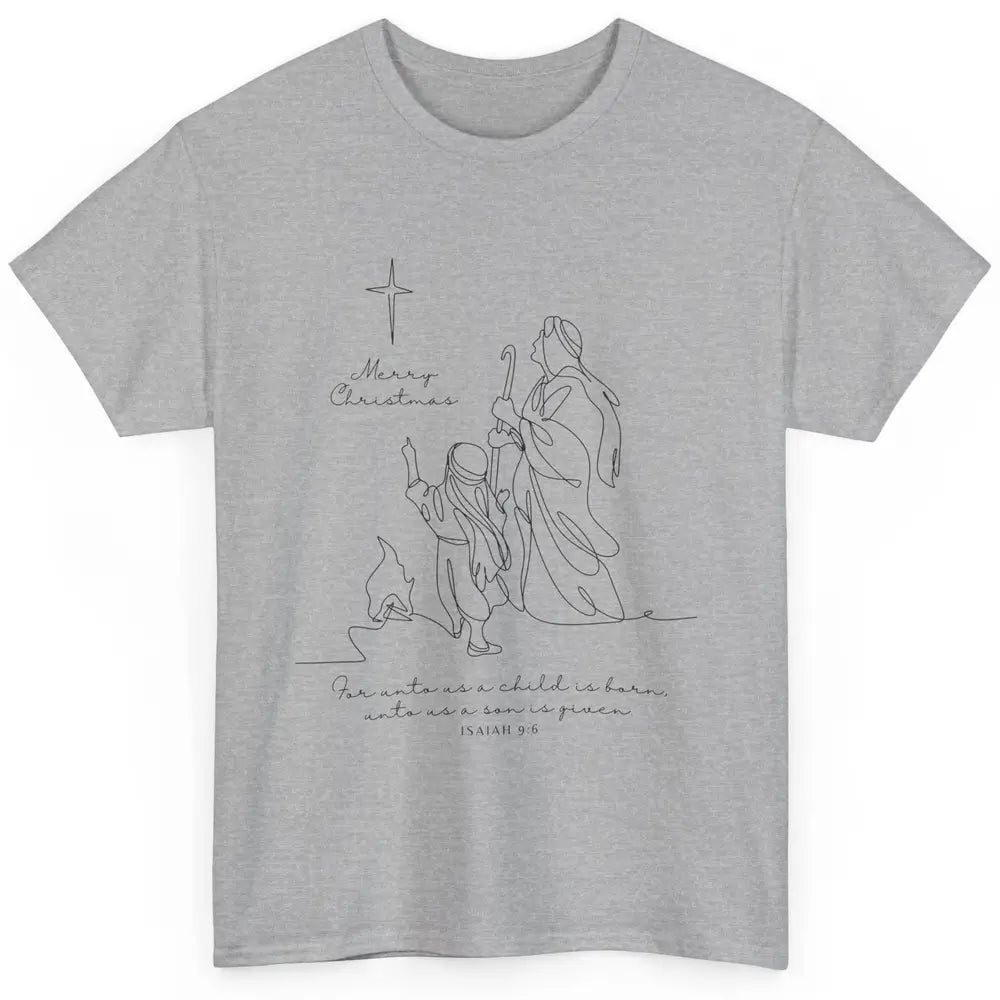 Merry Christmas Unto Us Child Is Born Christian Bible Verse Classic Unisex T-Shirt