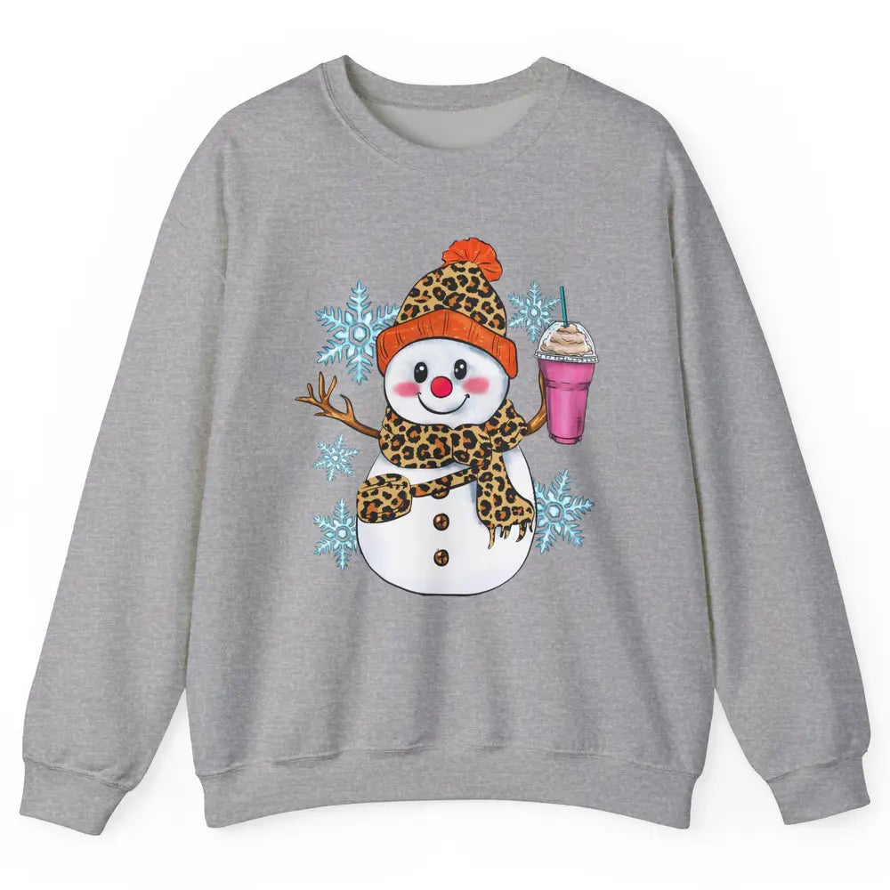 Retro Leopard Christmas Bougie Snowman Boojee Winter Holiday Unisex Crewneck Sweatshirt