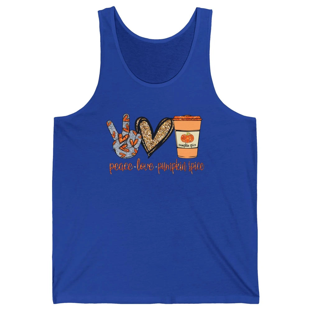Peace Love Fall Pumpkin Spice Fall Halloween Thanksgiving Unisex Jersey Tank