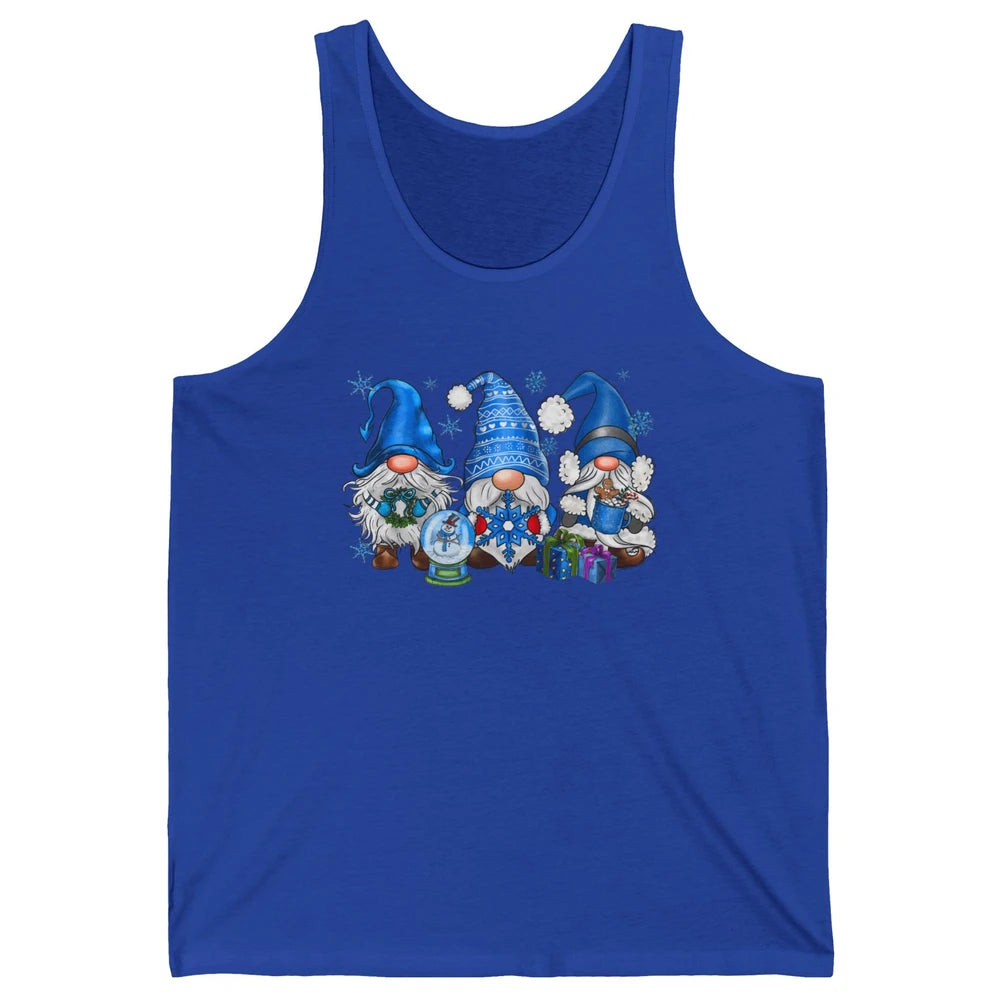 Retro Blue Snowman Gnomes Blue Christmas Winter Gnomies Xmas Unisex Jersey Tank