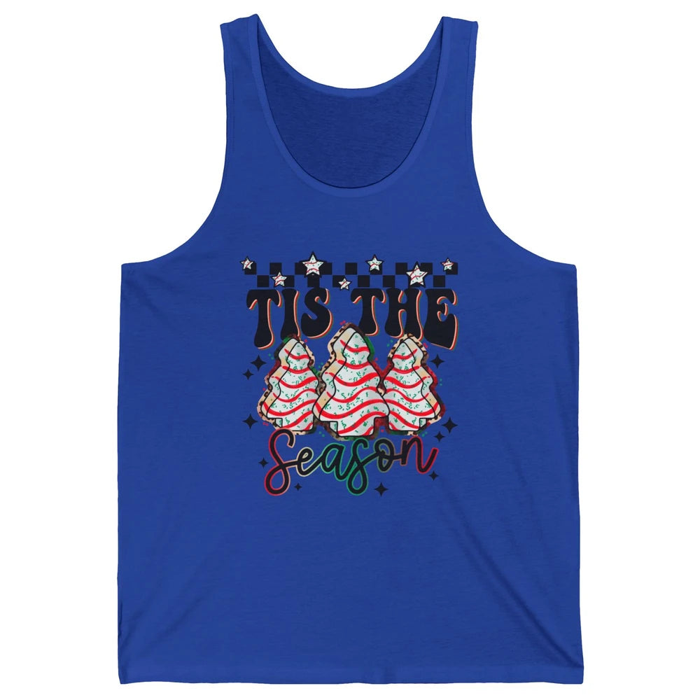 Funny Christmas Tree Cake Tis The Season Debbie Western Xmas Unisex Jersey Tank