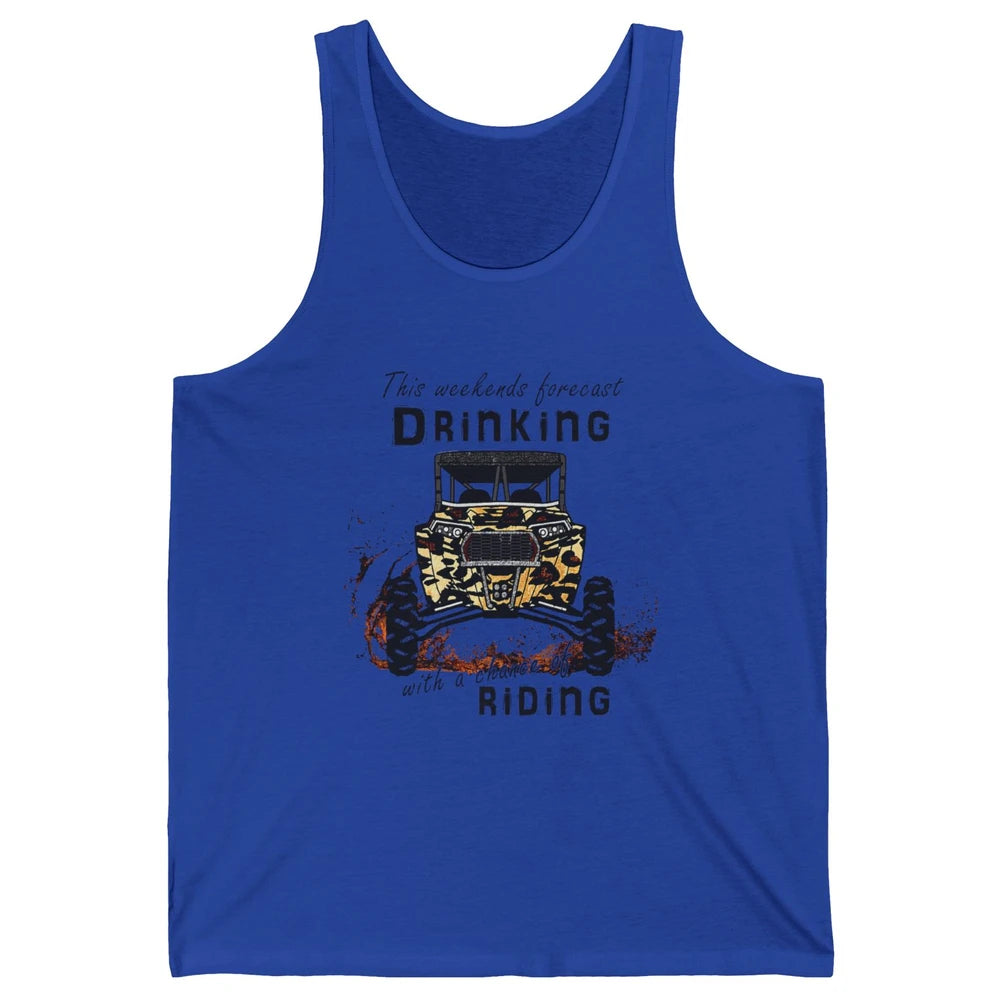 Leopard UTV Weekend Forecast Drinking Offroad Riding SXS Mud Unisex Jersey Tank