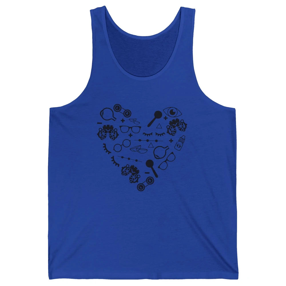 Optometry Symbols Heart Eyeglasses Spectacles Optician Life Unisex Jersey Tank