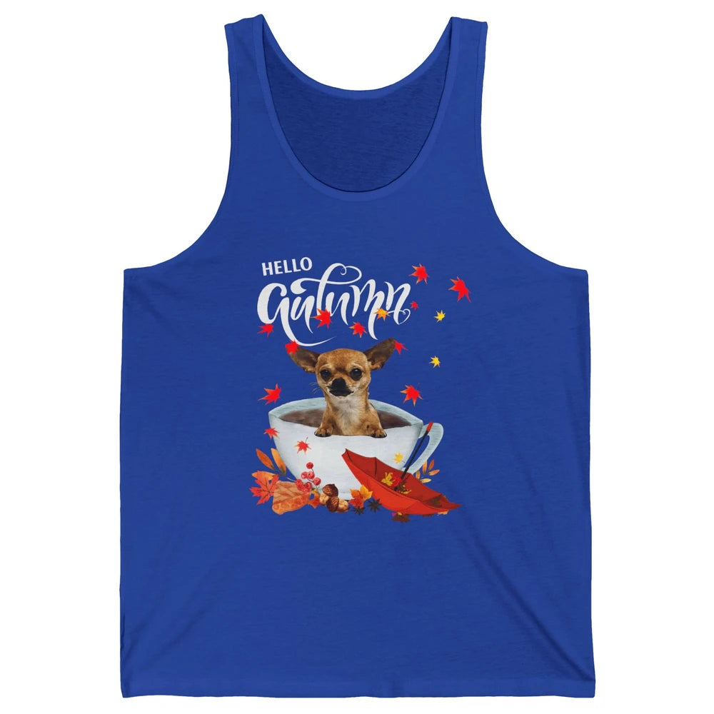 Chihuahua Autumn Dog And Coffee Fall Thanksgiving Chihuahua Unisex Jersey Tank