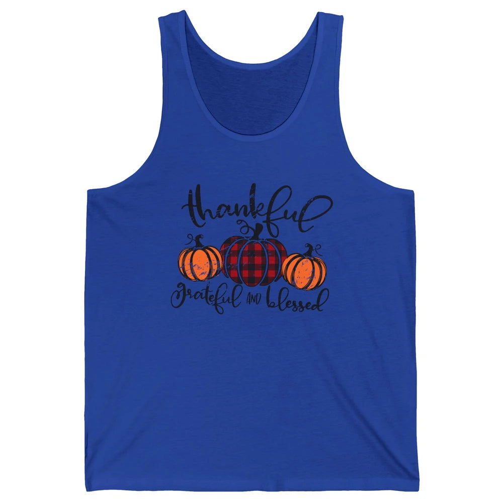 Vintage Grateful Thankful Blessed Pumpkin Fall Thanksgiving Unisex Jersey Tank