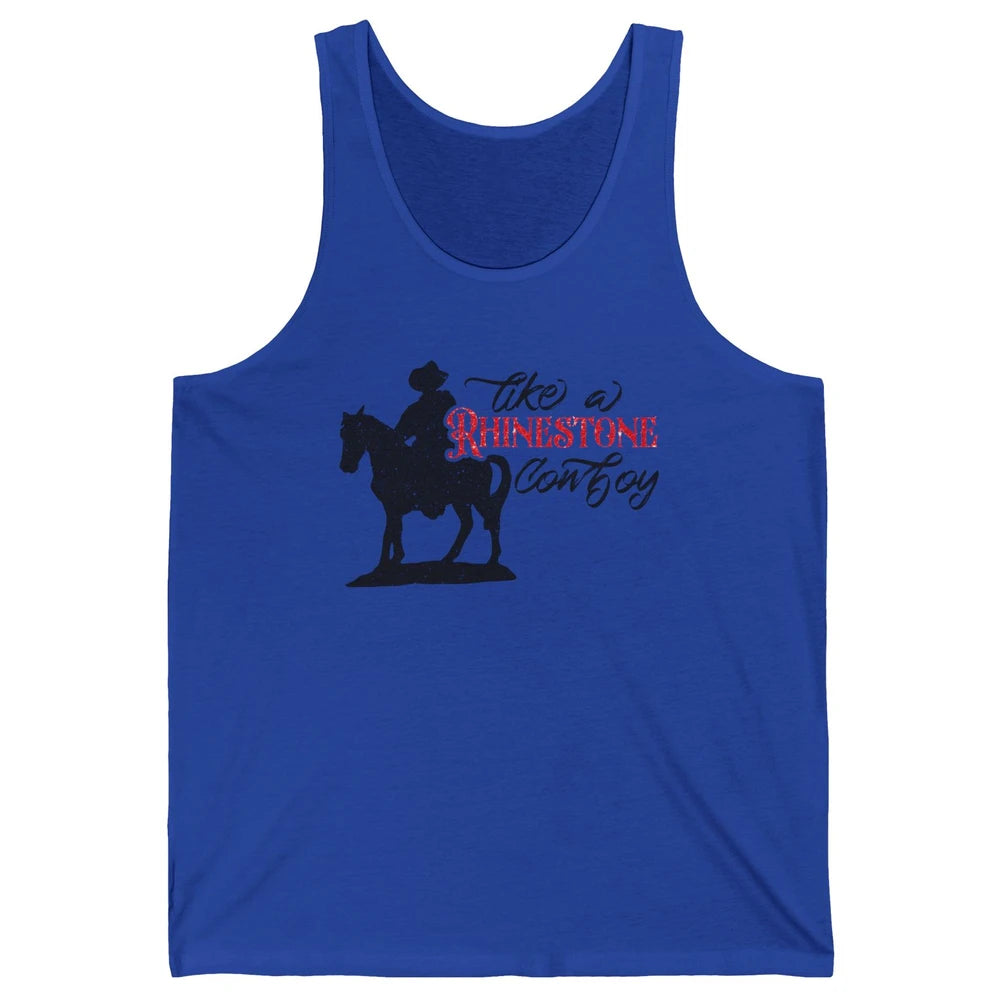 Cowboy Riding Horse Rhinestone Cowboy Western Country Gift Unisex Jersey Tank