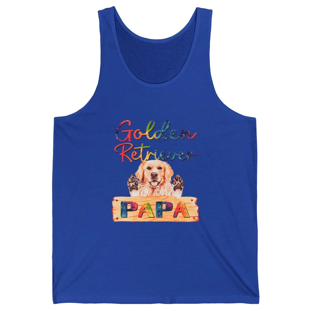 Colorful Golden Retriever Dog Papa Cute Puppy Father Dad Unisex Jersey Tank