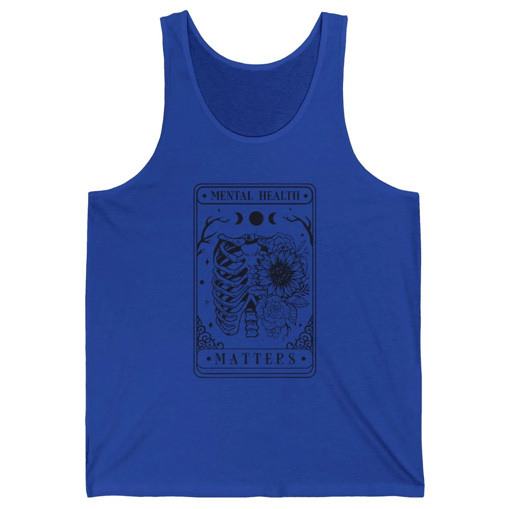 Floral Rib Cage Mental Health Matters Tarot Card Halloween Unisex Jersey Tank