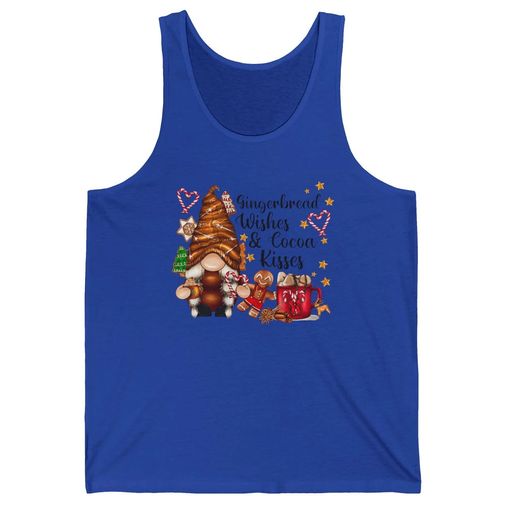 Retro Christmas Gnome Gingerbread Wishes and Cocoa Kisses Unisex Jersey Tank